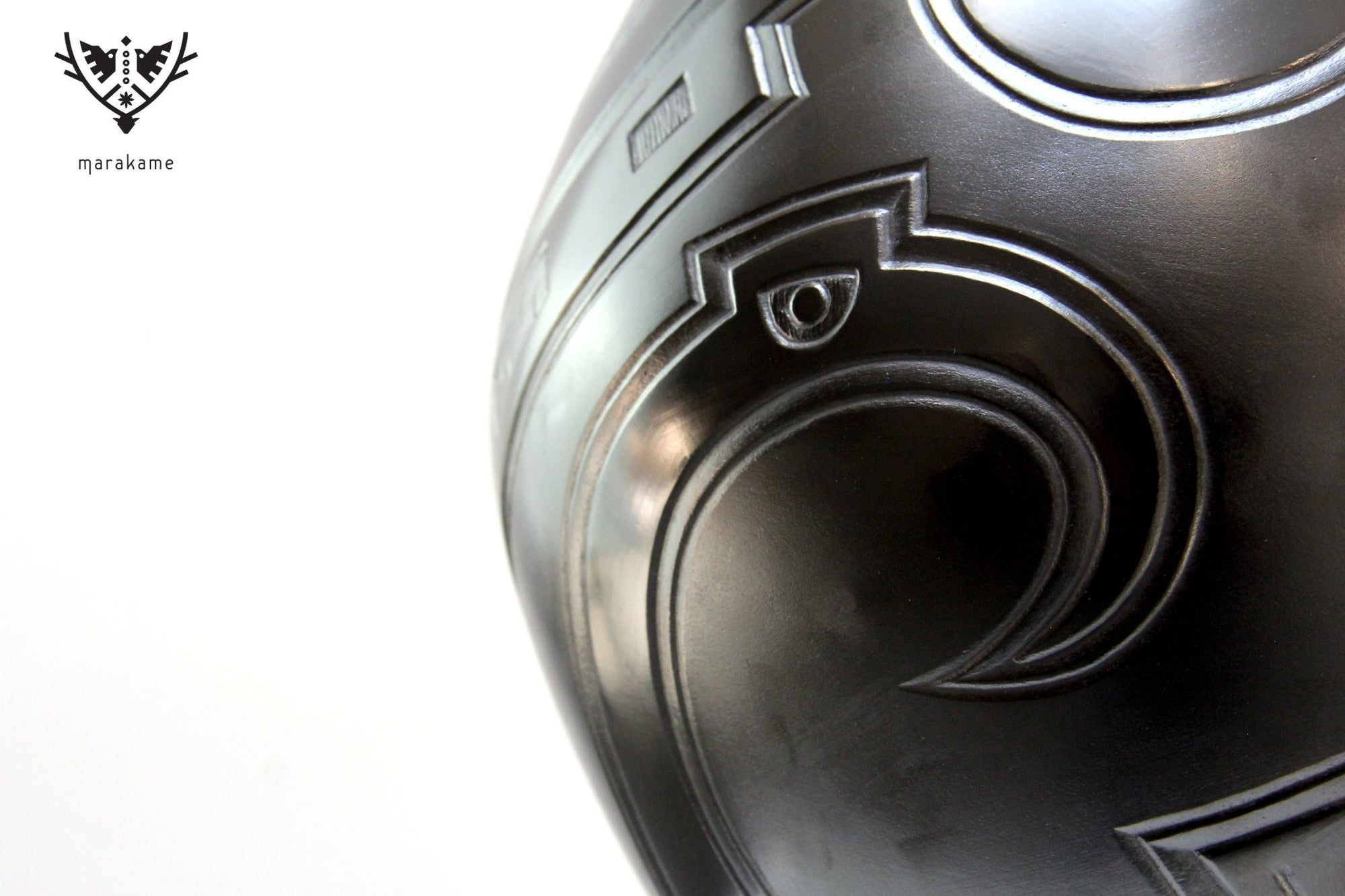 Mata Ortiz Ceramics - Black Vase III - Huichol Art - Marakame