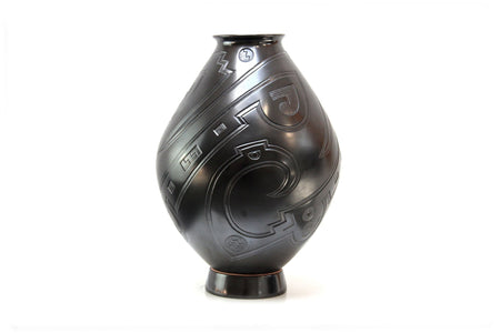 Ceramica Mata Ortiz - Vaso nero III - Arte Huichol - Marakame
