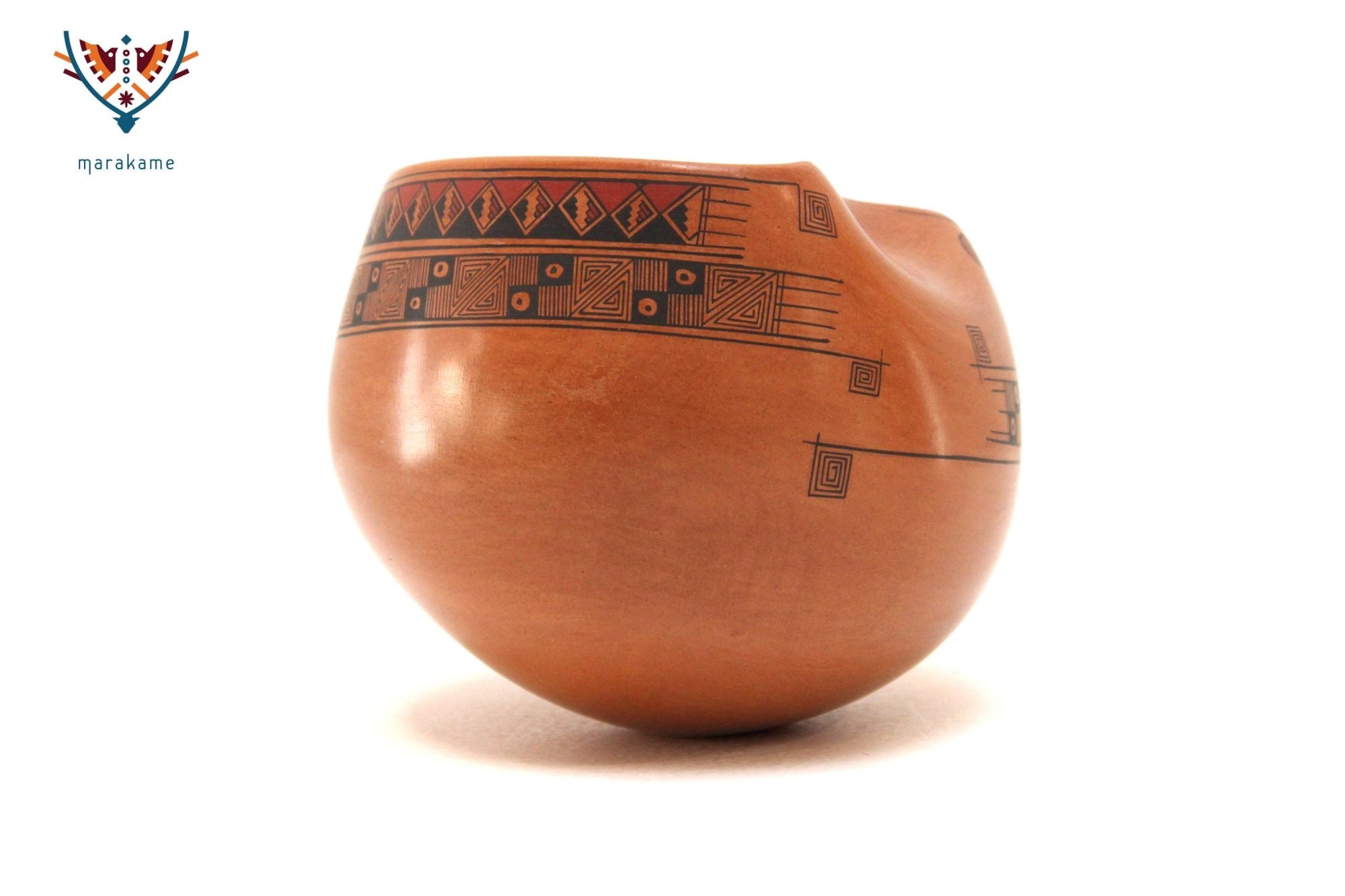 Céramique Mata Ortiz - Pièce incurvée - Art Huichol - Marakame