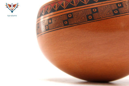 Ceramica Mata Ortiz - Pezzo curvo - Arte Huichol - Marakame