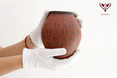 Mata Ortiz Ceramics - Medium Fan Piece - Huichol Art - Marakame