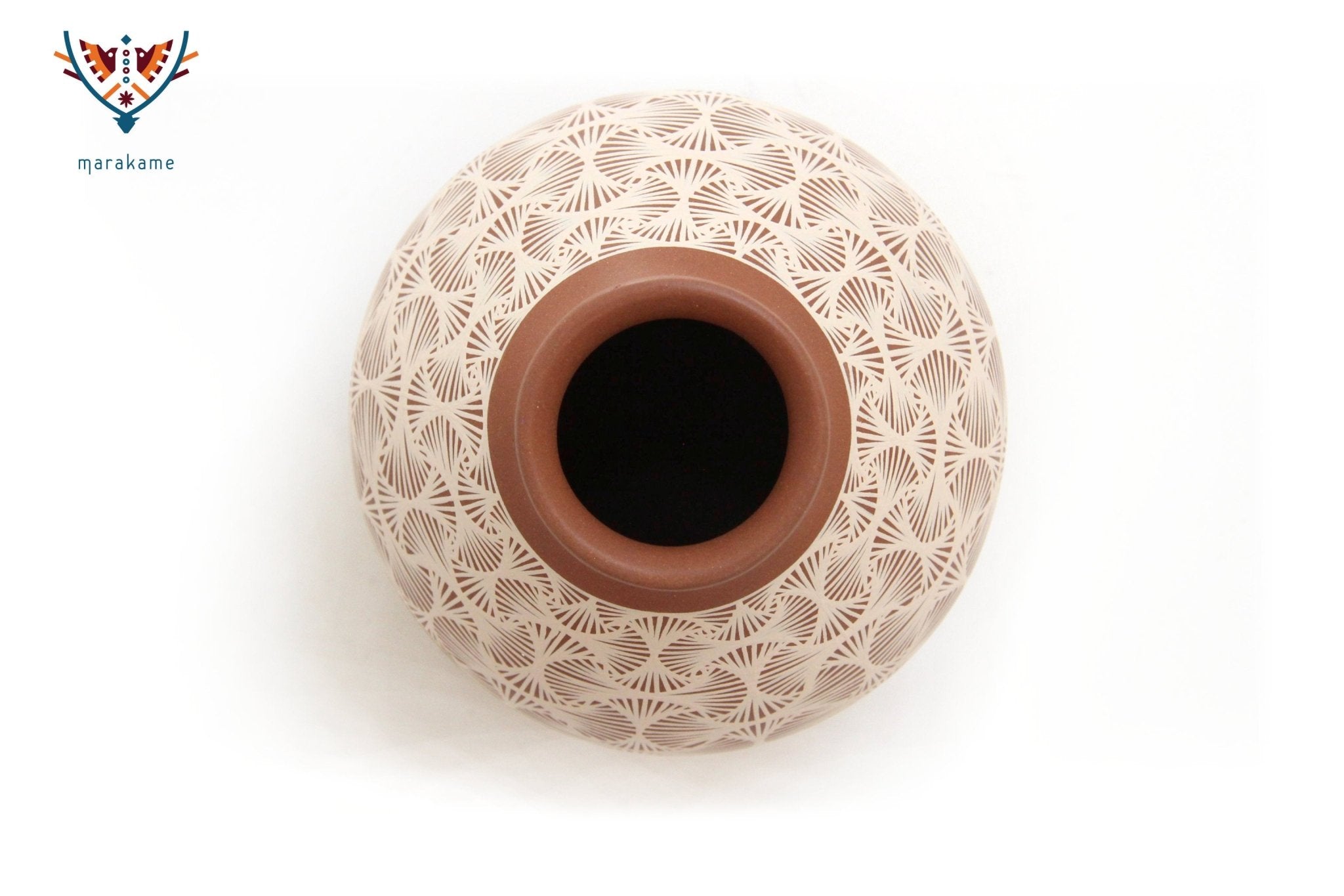 Mata Ortiz Ceramics - Small Fan Piece - Huichol Art - Marakame