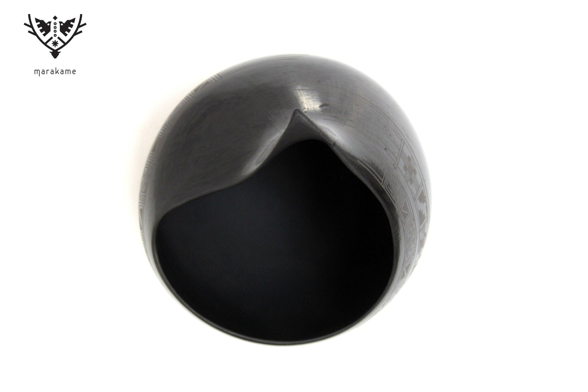Ceramica Mata Ortiz - Piccolo pezzo nero - Arte Huichol - Marakame