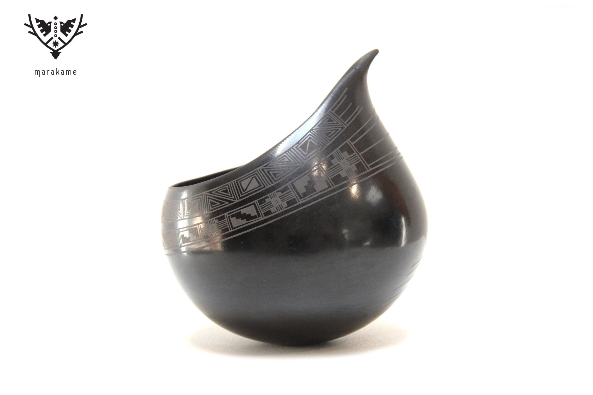 Mata Ortiz Ceramics - Small Black Piece - Huichol Art - Marakame