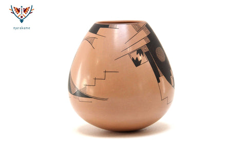 Ceramica Mata Ortiz - Piccolo pezzo rossastro - Arte Huichol - Marakame