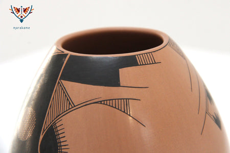 Ceramica Mata Ortiz - Piccolo pezzo rossastro - Arte Huichol - Marakame