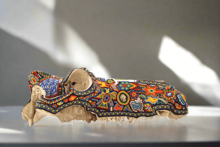 Authentischer Nilpferdschädel - Weriyaukiaa I - Huichol Art - Marakame