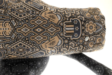 Escultura Arte Huichol - Jaguar en tronco - Ewatame - Arte Marakame