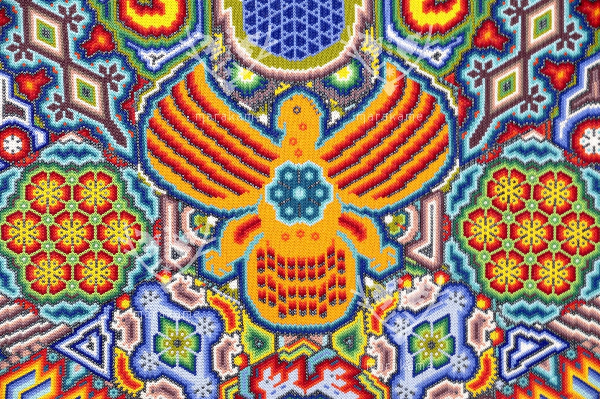 Nierika de Chaquira Huichol Kreis – Kauyumarie – 120 cm. - Huichol-Kunst - Marakame