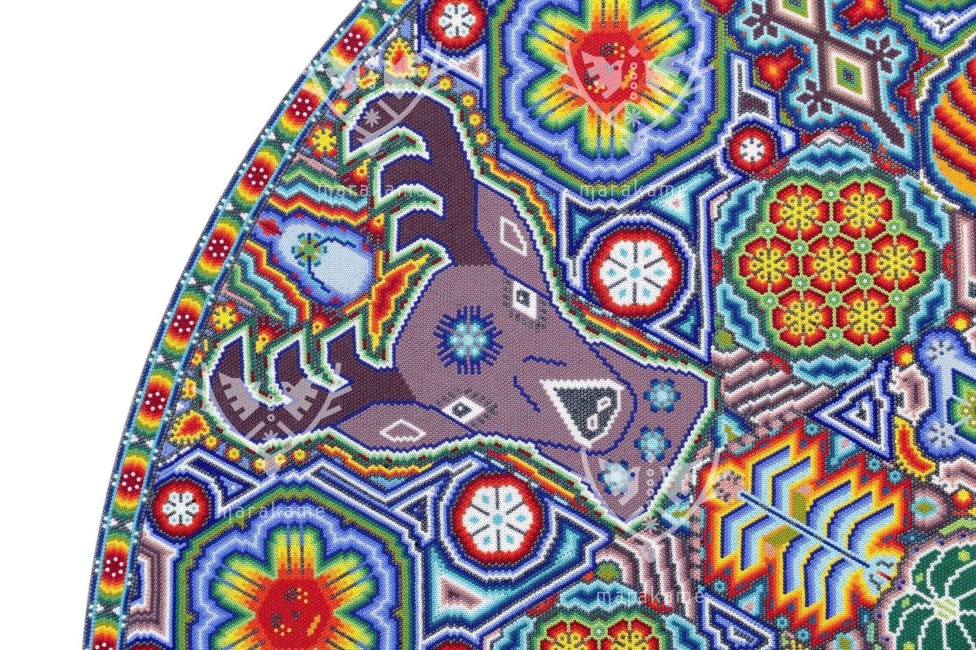 Nierika de Chaquira Huichol Kreis – Kauyumarie – 120 cm. - Huichol-Kunst - Marakame