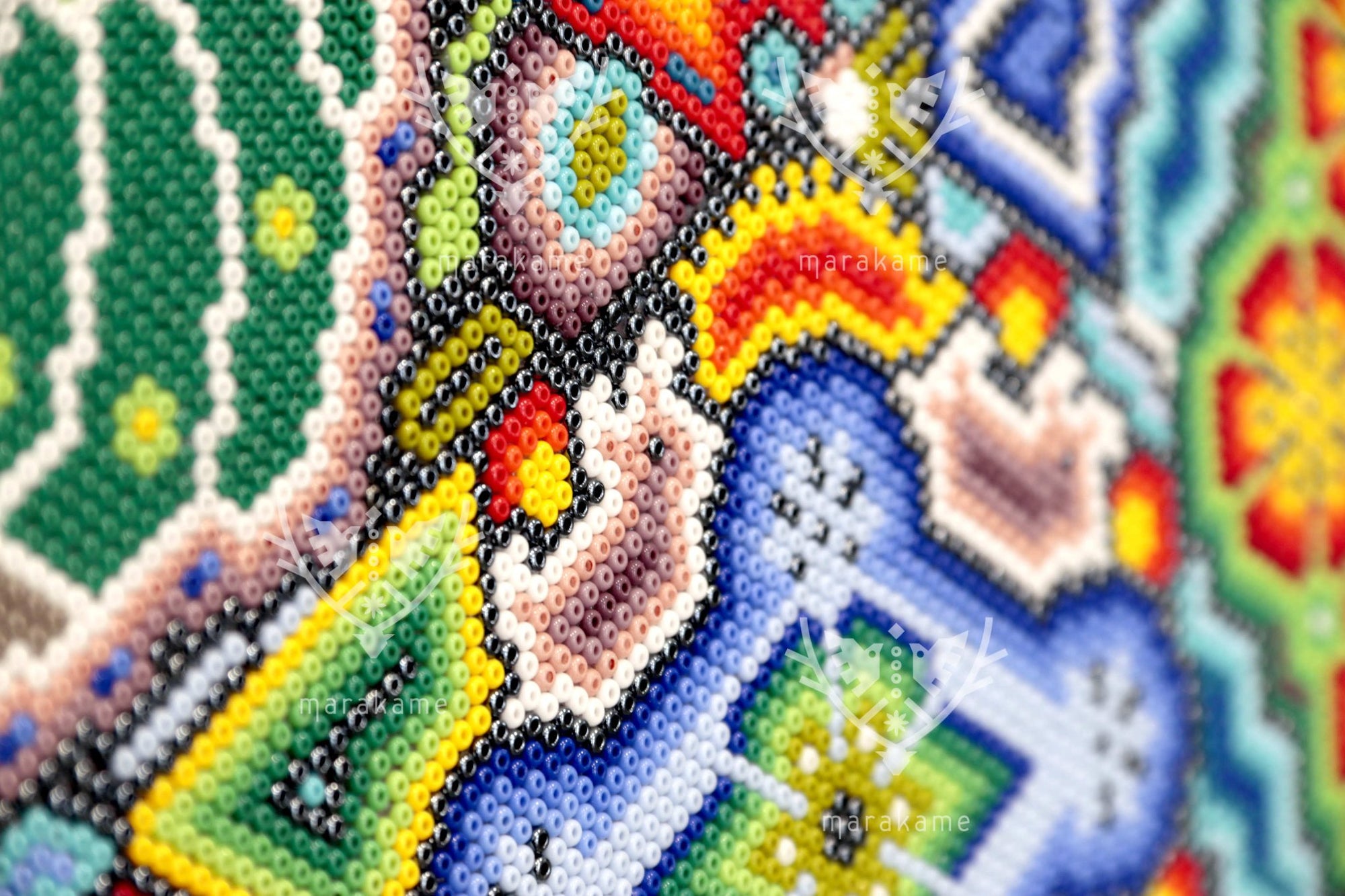 Nierika de Chaquira Huichol Kreis – Kauyumarie – 120 cm. - Huichol-Kunst - Marakame