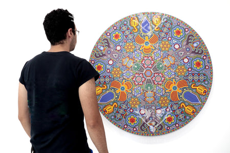 Nierika de Chaquira Huichol Kreis – Kauyumarie – 120 cm. - Huichol-Kunst - Marakame