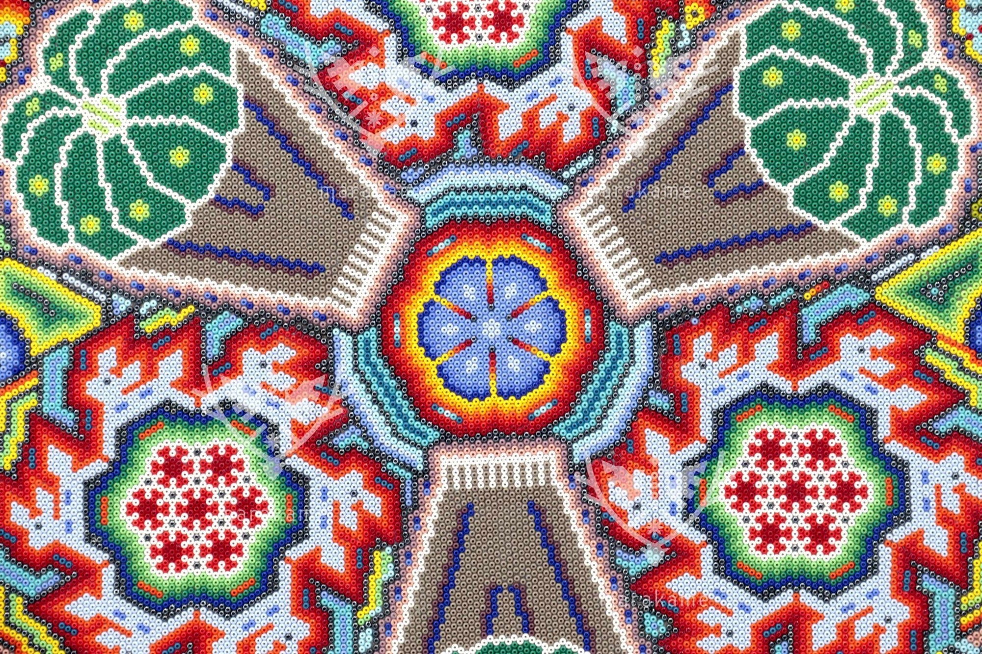 Nierika de Chaquira Huichol Kreis – Kauyumarie – 120 cm. - Huichol-Kunst - Marakame