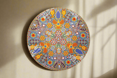 Nierika de Chaquira Huichol Kreis – Kauyumarie – 120 cm. - Huichol-Kunst - Marakame