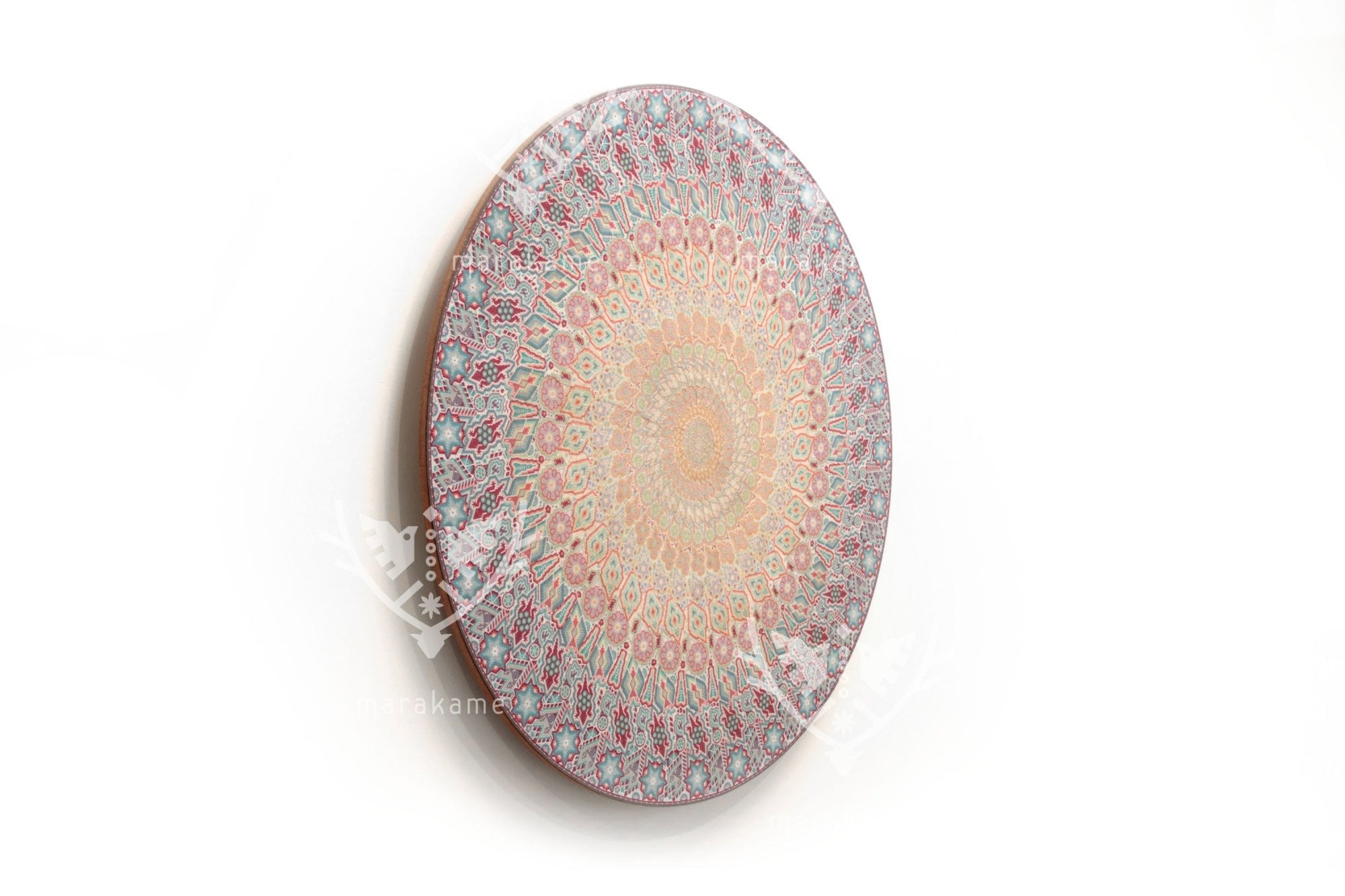 Nierika vom Chaquira Huichol Circle – Maku tusá – Weiße Erde von Wirikuta – 120 cm. - Huichol-Kunst - Marakame