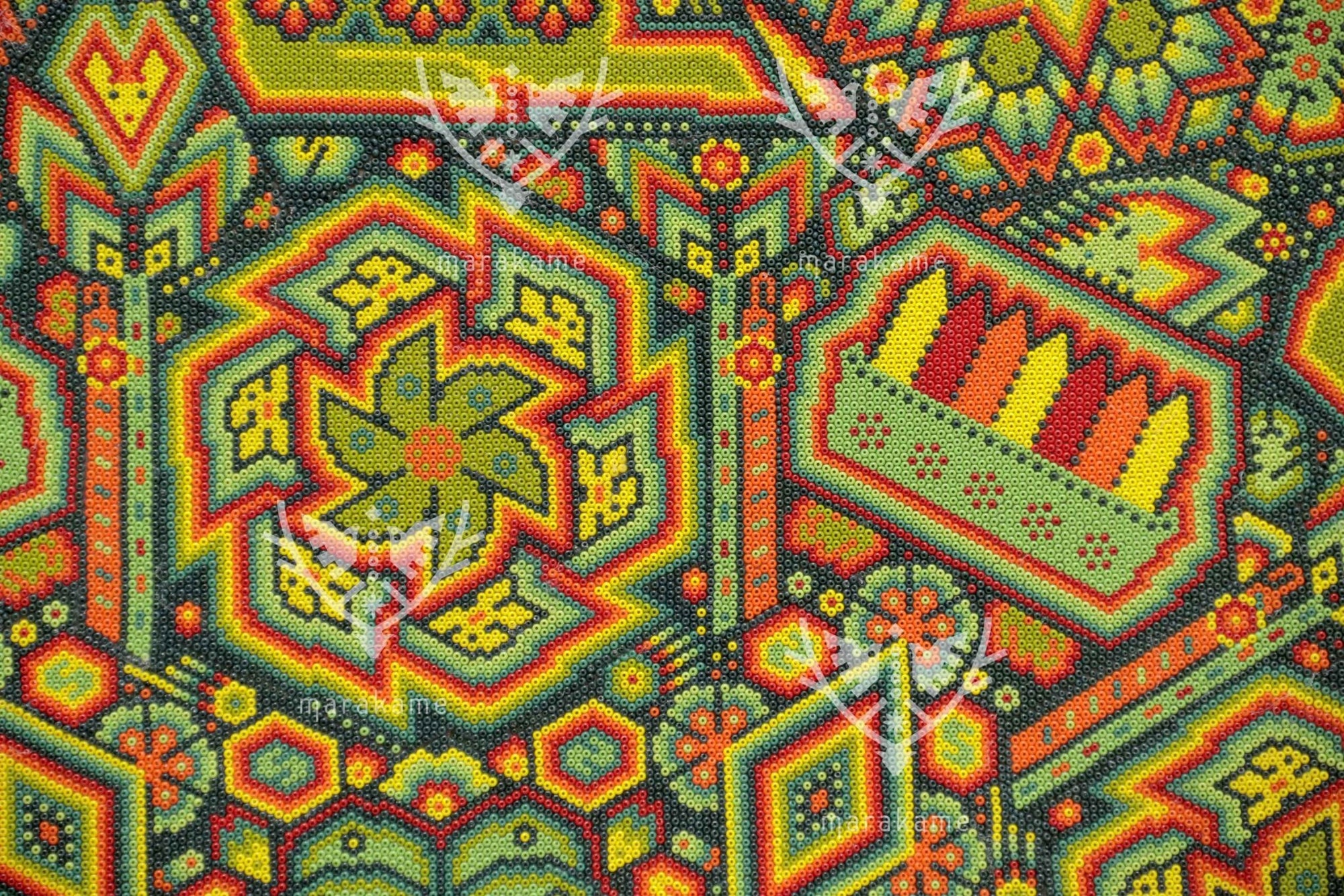 Nierika de Chaquira Huichol Circle - Mara niwemama - Family of large, tall, knowledgeable peyotes - 120 cm. - 2025 - Marakame Art