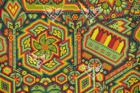Nierika de Chaquira Huichol Circle - Mara niwemama - Family of large, tall, knowledgeable peyotes - 120 cm. - 2025 - Marakame Art