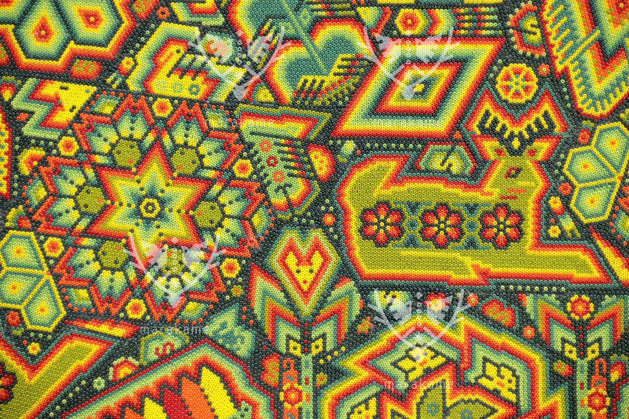 Nierika de Chaquira Huichol Circle - Mara niwemama - Family of large, tall, knowledgeable peyotes - 120 cm. - 2025 - Marakame Art