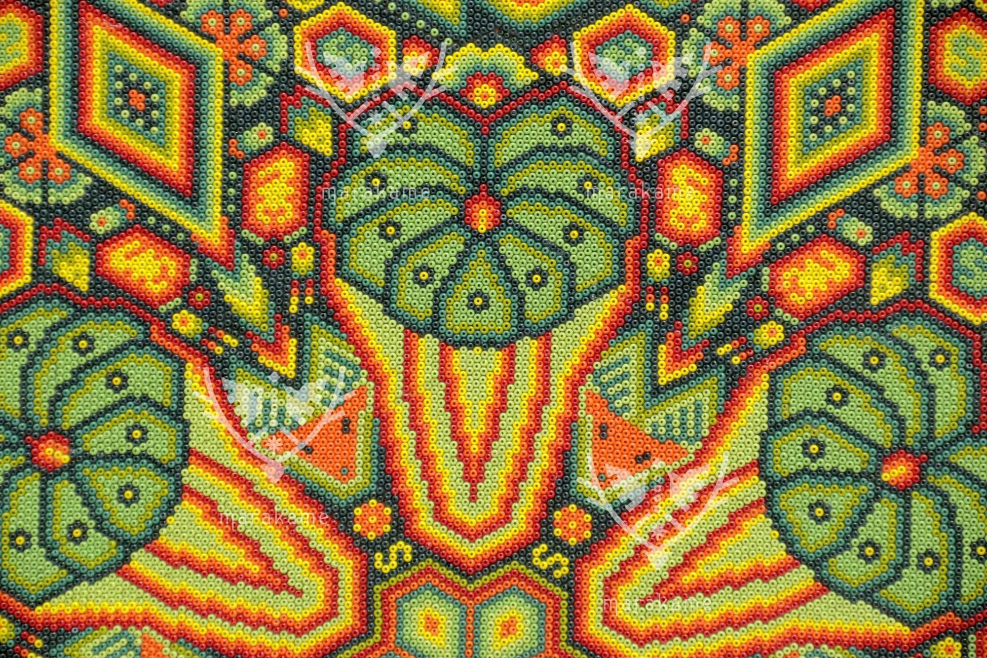 Nierika de Chaquira Huichol Circle - Mara niwemama - Family of large, tall, knowledgeable peyotes - 120 cm. - 2025 - Marakame Art
