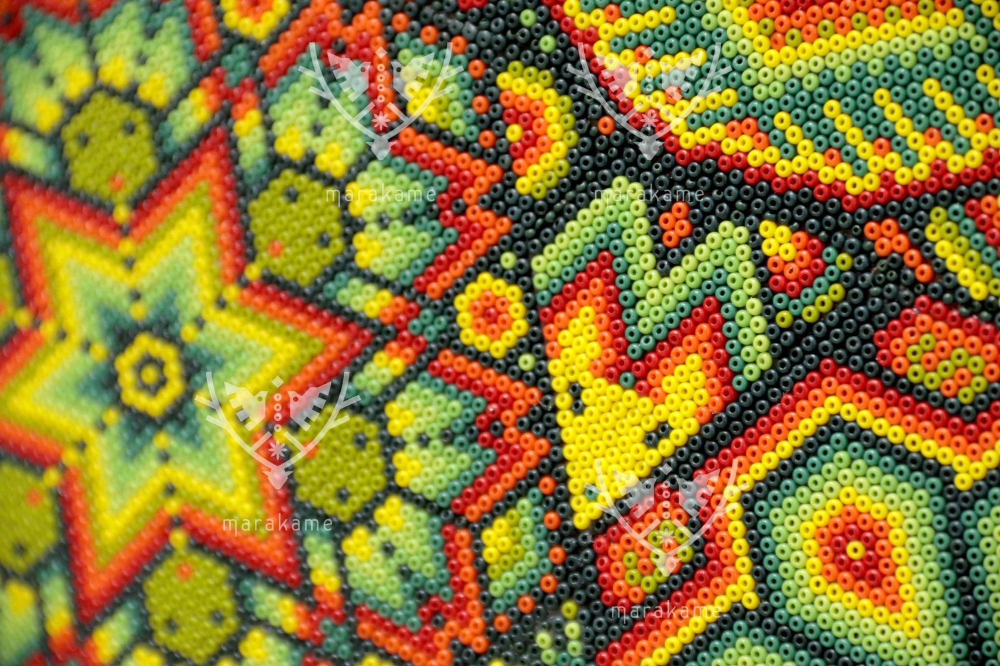 Nierika de Chaquira Huichol Circle - Mara niwemama - Family of large, tall, knowledgeable peyotes - 120 cm. - 2025 - Marakame Art