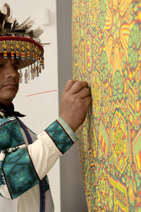 Nierika de Chaquira Huichol Circle - Mara niwemama - Family of large, tall, knowledgeable peyotes - 120 cm. - 2025 - Marakame Art