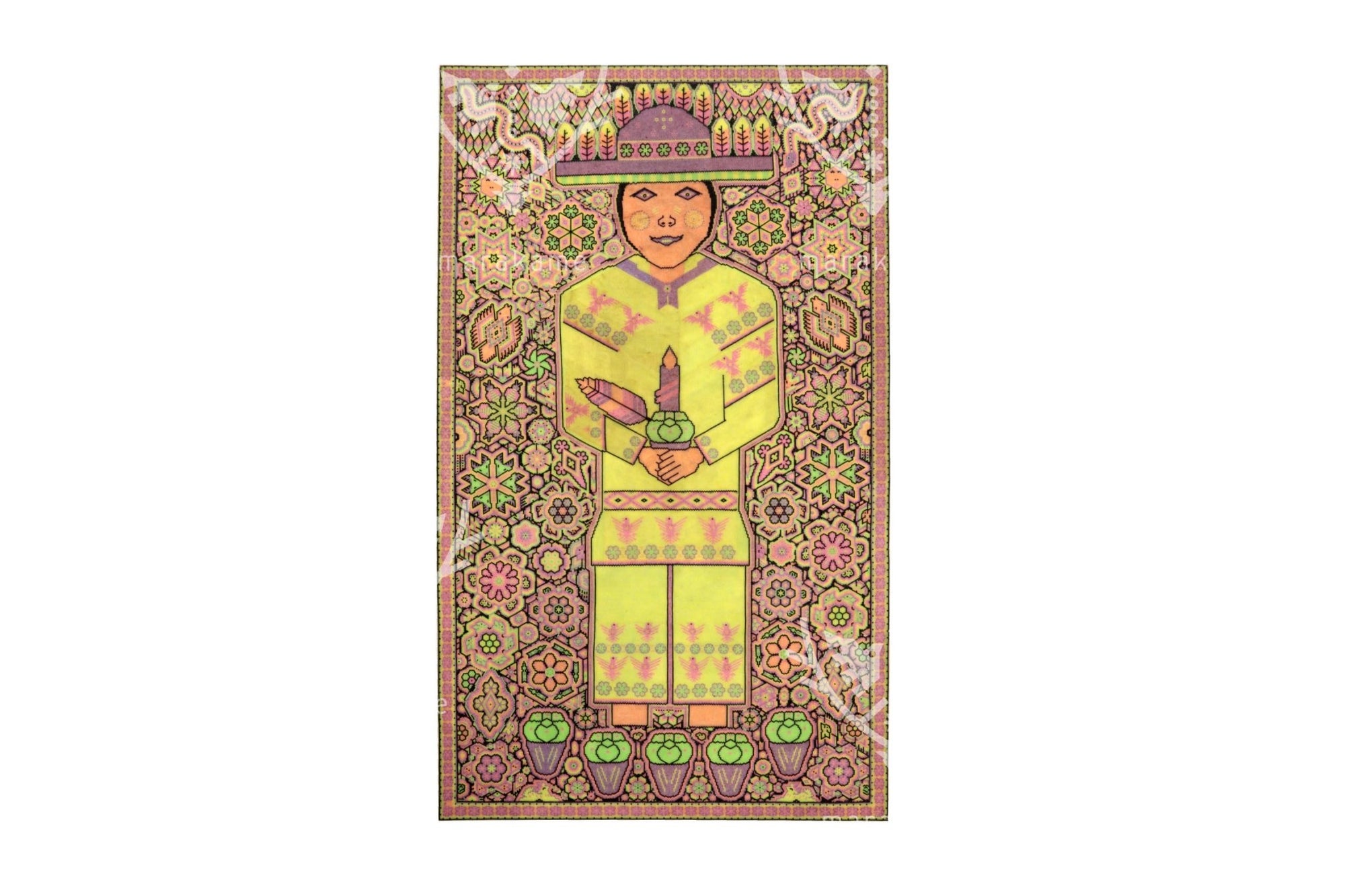 Nierika de Chaquira Círculo Huichol - Mara'akame Neón - 122 x 71.5 cm. - Arte Huichol - Marakame