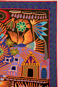 ニエリカ・デ・エスタンブル・ウイチョル画 - マラカメ - 244 x 122 cm。 - ウイチョル族の芸術 - マラカメ