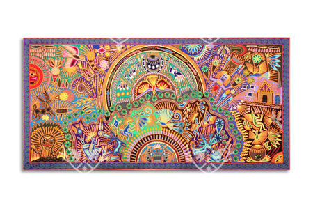ニエリカ・デ・エスタンブル・ウイチョル画 - マラカメ - 244 x 122 cm。 - ウイチョル族の芸術 - マラカメ