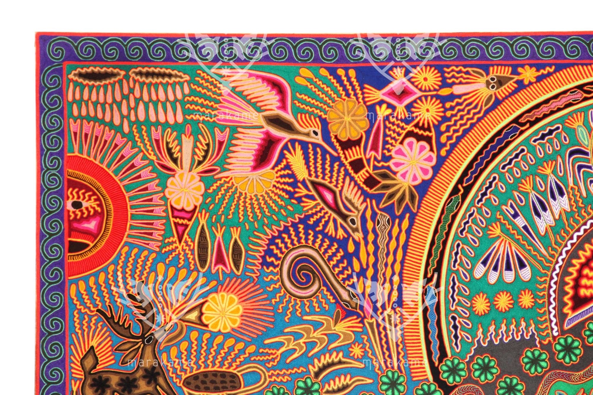 Nierika de Estambre Cuadro Huichol - Marakame - 244 x 122 cm. - Arte Huichol - Marakame