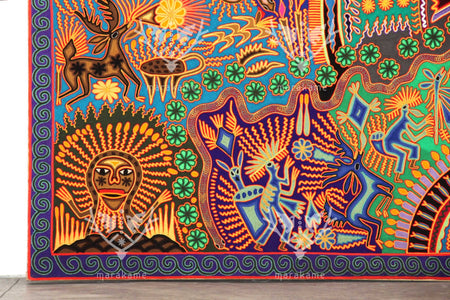 Nierika de Estambre Huichol Painting - Marakame - 244 x 122 cm. - Huichol Art - Marakame