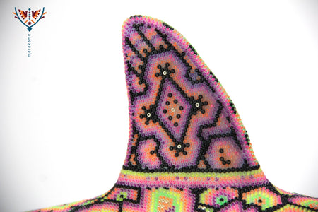 Presale - Vaquita porpoise with new neon crystals - Haramara II - Huichol Art - Marakame