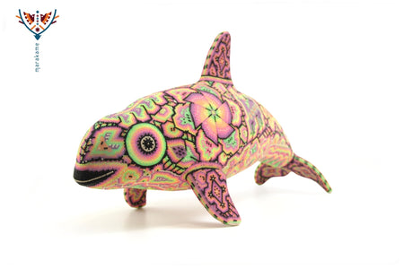 Presale - Vaquita porpoise with new neon crystals - Haramara II - Huichol Art - Marakame