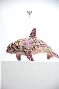 Presale - Vaquita porpoise with new neon crystals - Haramara II - Huichol Art - Marakame