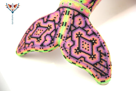 Presale - Vaquita porpoise with new neon crystals - Haramara II - Huichol Art - Marakame