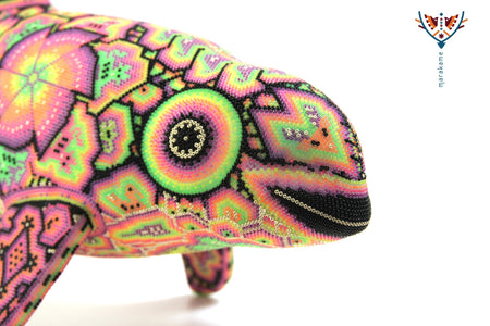 Presale - Vaquita porpoise with new neon crystals - Haramara II - Huichol Art - Marakame