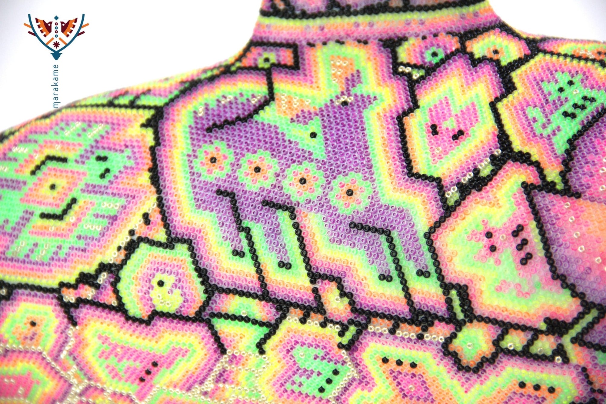 Presale - Vaquita porpoise with new neon crystals - Haramara II - Huichol Art - Marakame