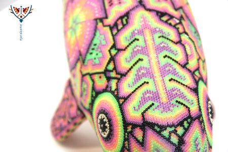 Presale - Vaquita porpoise with new neon crystals - Haramara II - Huichol Art - Marakame