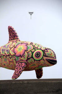 Presale - Vaquita porpoise with new neon crystals - Haramara II - Huichol Art - Marakame