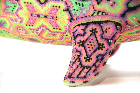 Presale - Vaquita porpoise with new neon crystals - Haramara II - Huichol Art - Marakame