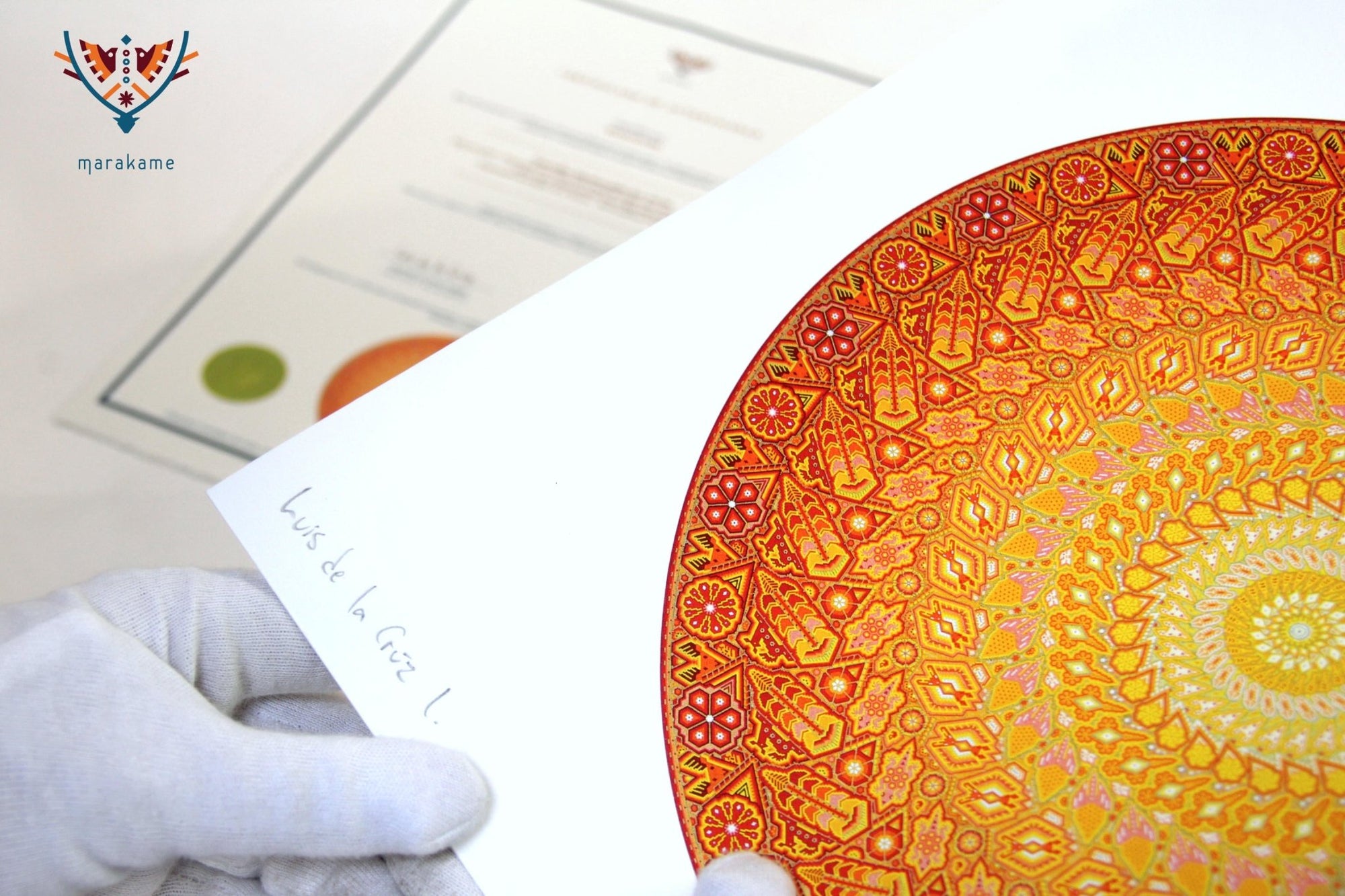 Tawexika Our Father Sun - 30 x 30 cm. - 12 x 12 in. - 01/10 - Huichol Art - Marakame
