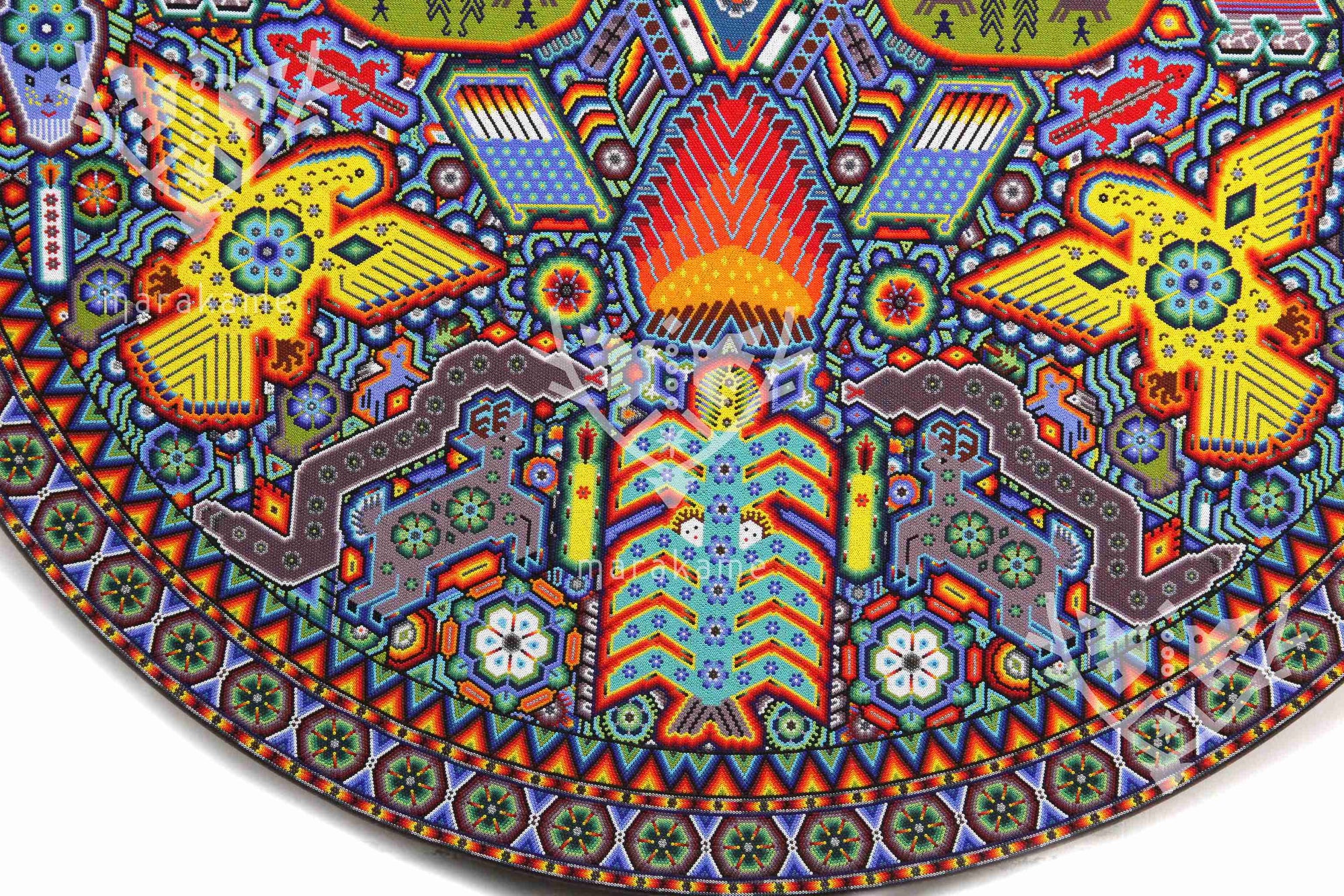 Nierika de Chaquira Circle Huichol - Mawaxira - 120 cm. First prize in the Huichol art biennial.
