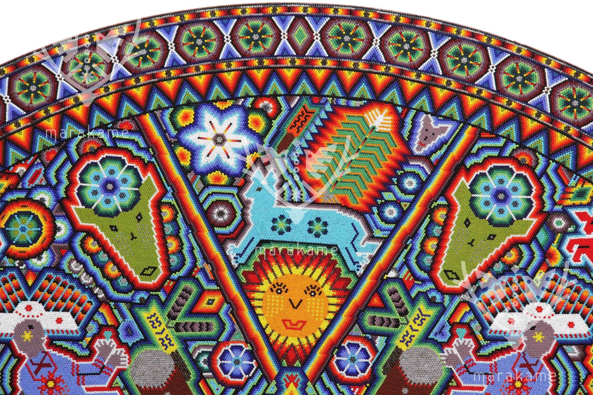 Nierika de Chaquira Kreis Huichol - Mawaxira - 120 cm. Erster Preis bei der Huichol-Kunstbiennale.