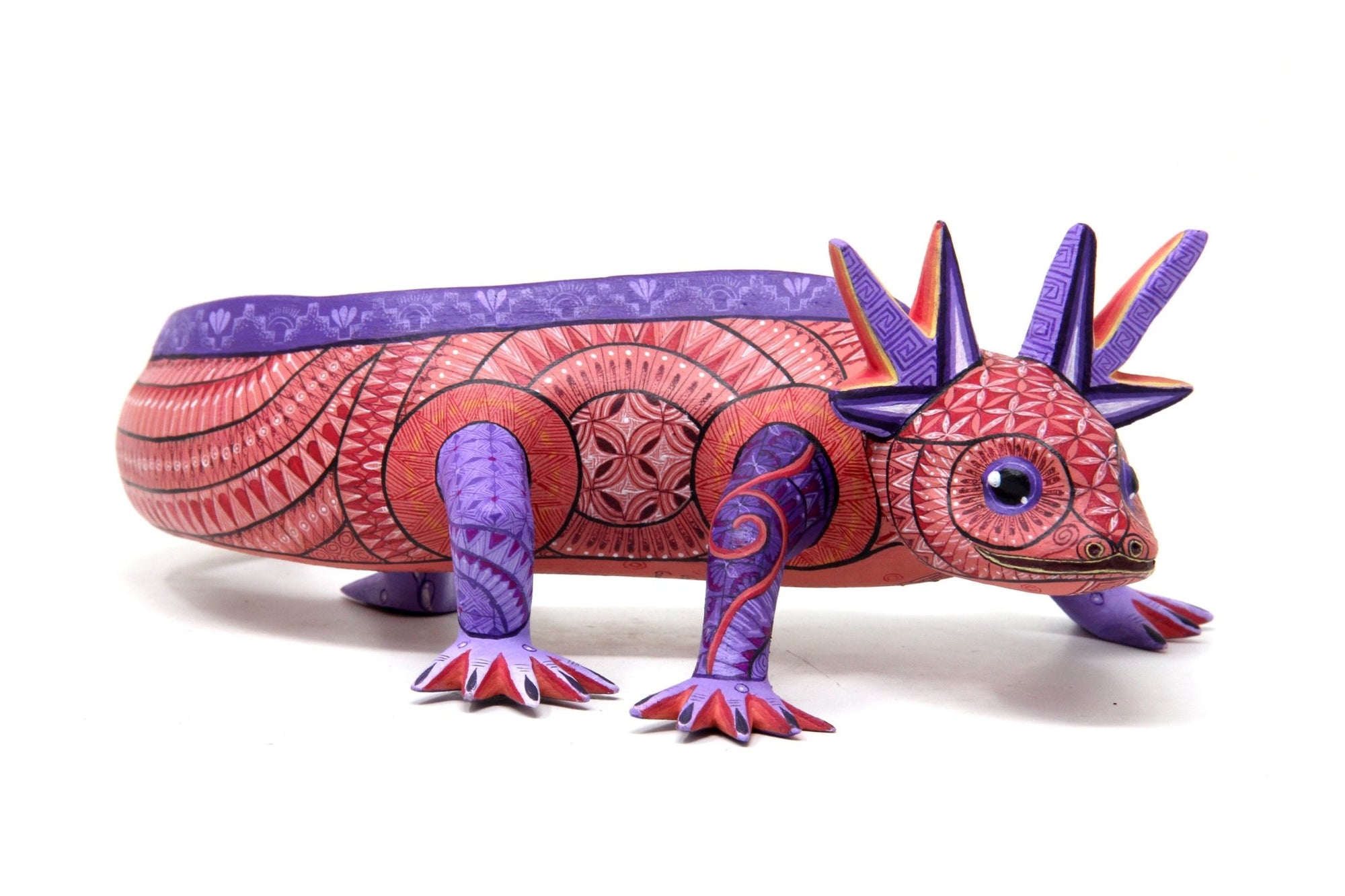 Alebrije - pink axolotl - Huichol art - Marakame