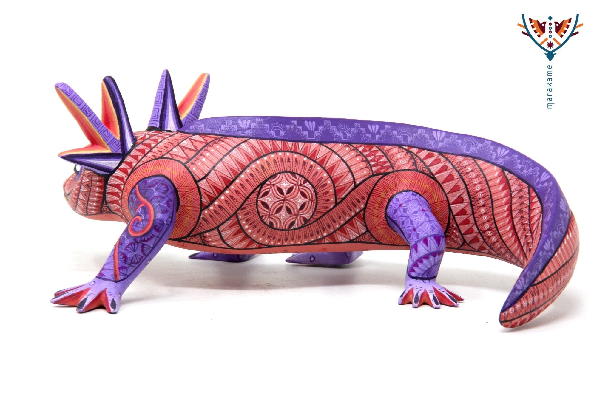 Alebrije - axolotl rosa - Huichol Art - Marakame