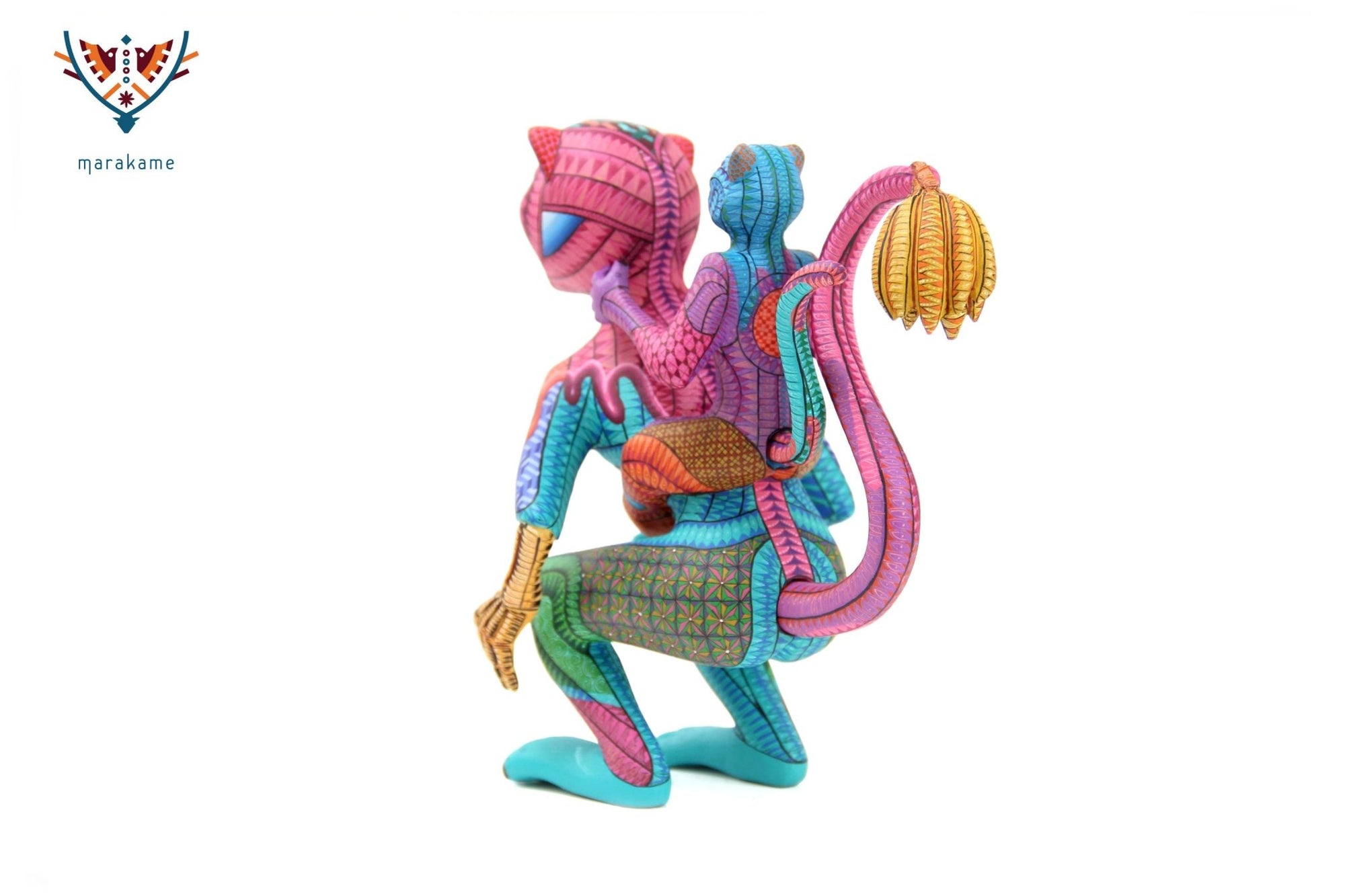 Alebrije - Chango con vitello - Arte Huichol - Marakame