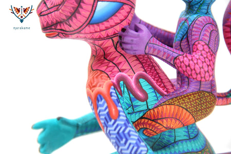 Alebrije - Chango con cría - Arte Huichol - Marakame