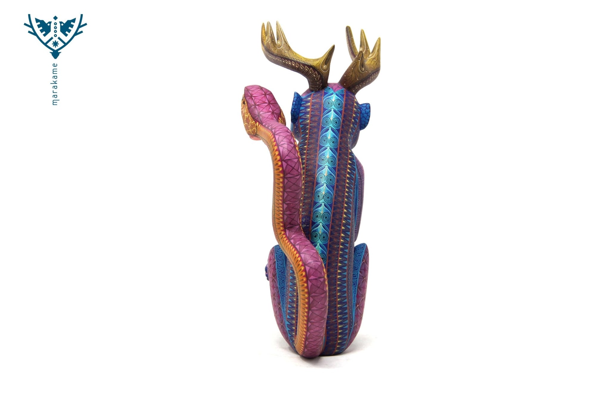 Alebrije - Snake Tail Horned Monkey - Huichol Art - Marakame