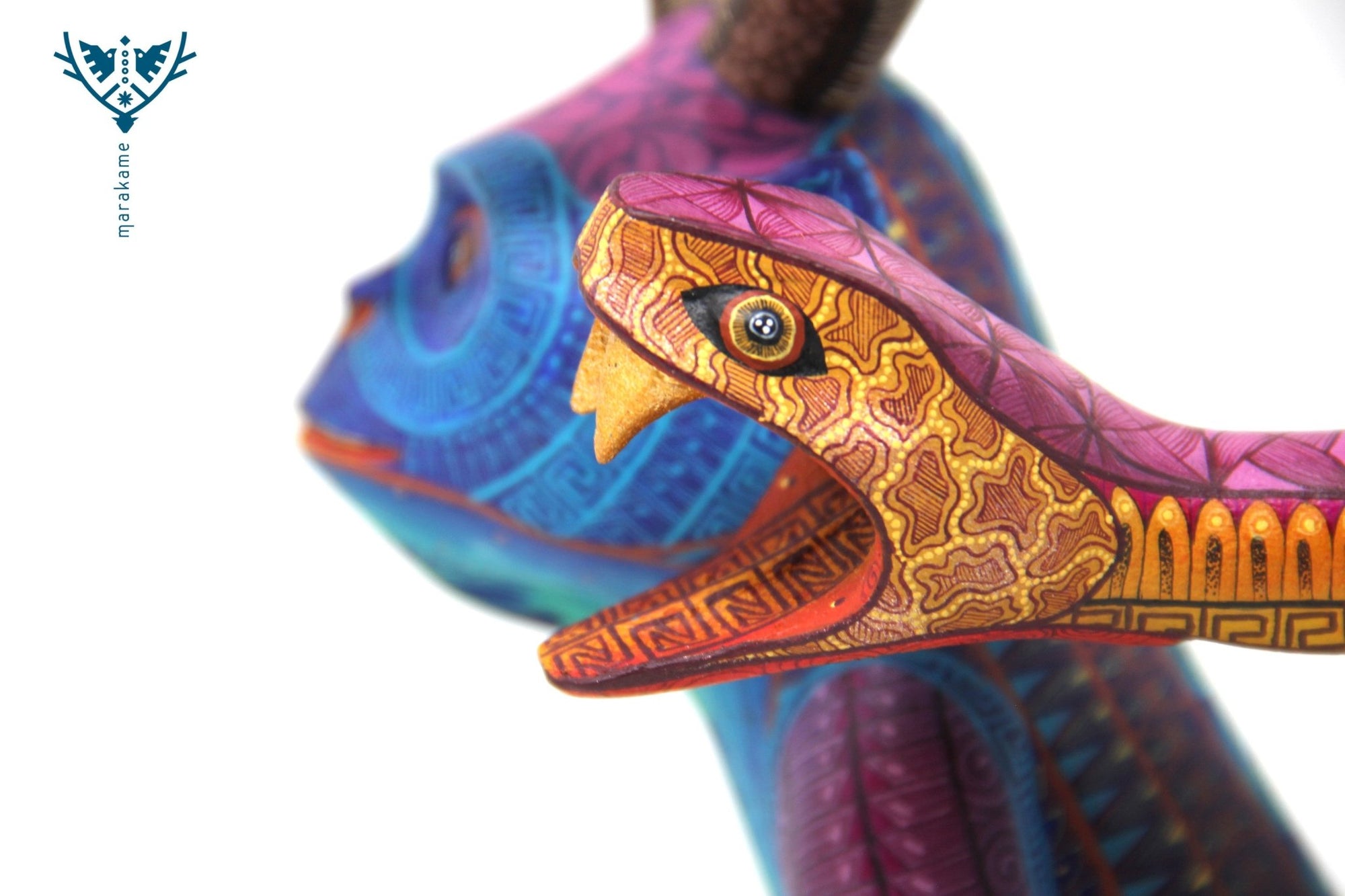 Alebrije - Chango cornudo cola de serpiente - Arte Huichol - Marakame