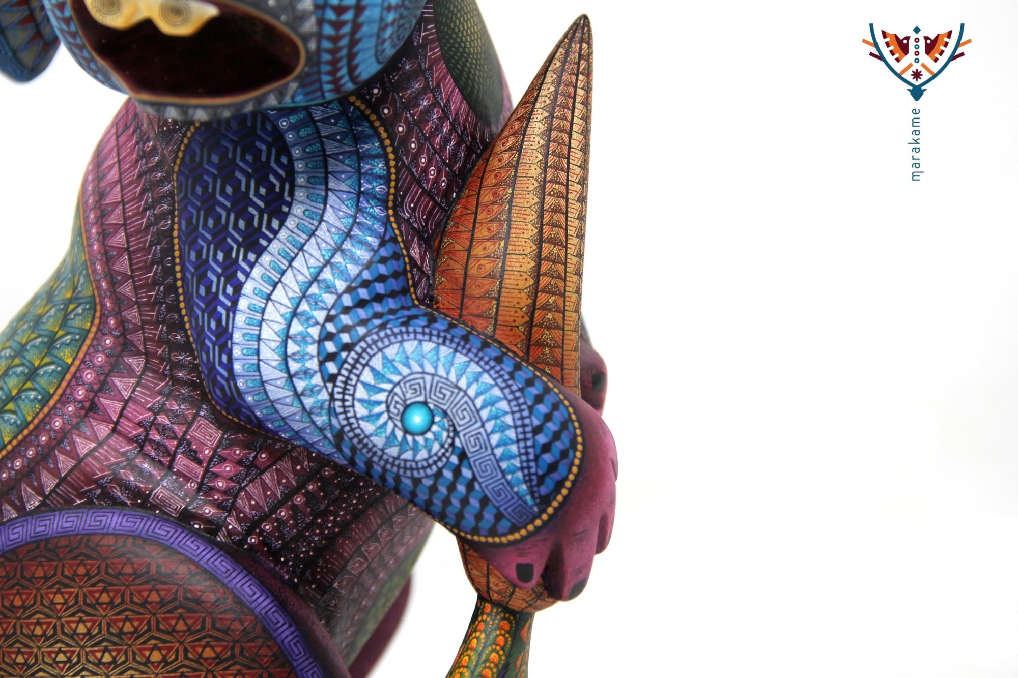 Alebrije - Kaninchen mit Karotte - Huichol Art - Marakame
