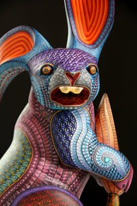 Alebrije - Kaninchen mit Karotte - Huichol Art - Marakame